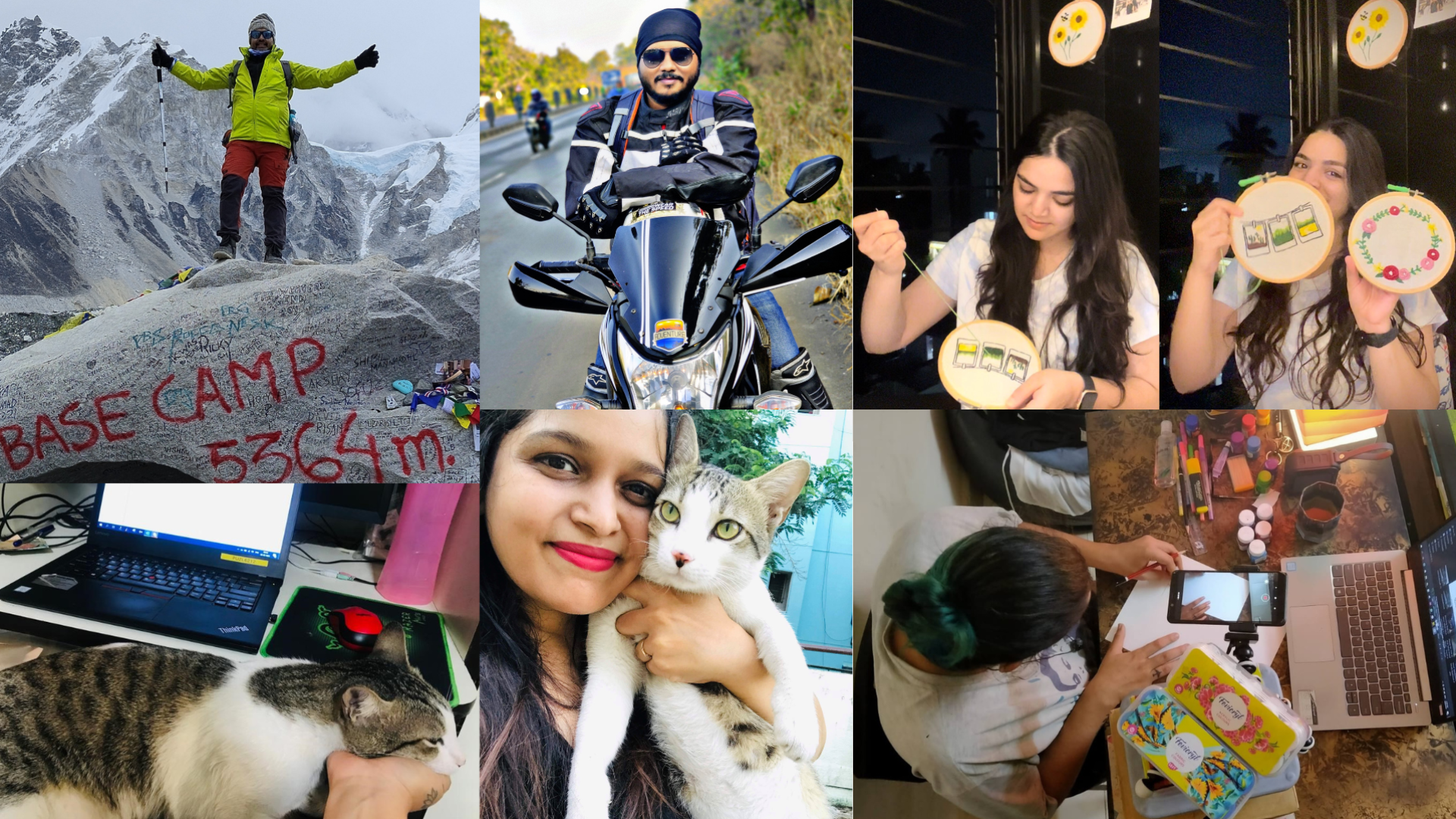 Collage aus Mitarbeitendenfotos des Knorr-Bremse Technology Center India bei ihren Freizeitaktivitäten