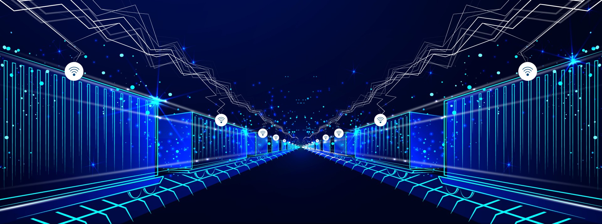 Graphical illustration of freight trains with new networking and automation of the entire freight train system