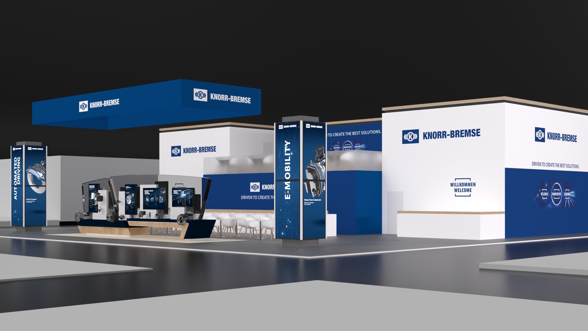 Rendering des Knorr-Bremse Messestands auf der IAA Transportation 2022