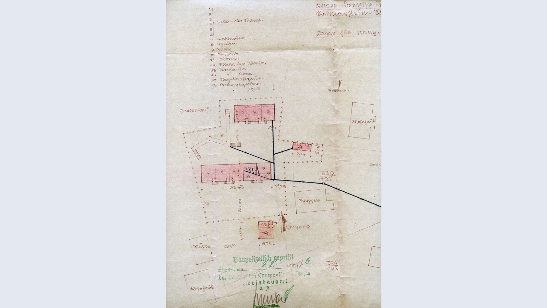 Historischer Lageplan des Lagers für französische Kriegsgefangene bei der Knorr‑Bremse AG am Stahlwerk Volmarstein, 1943