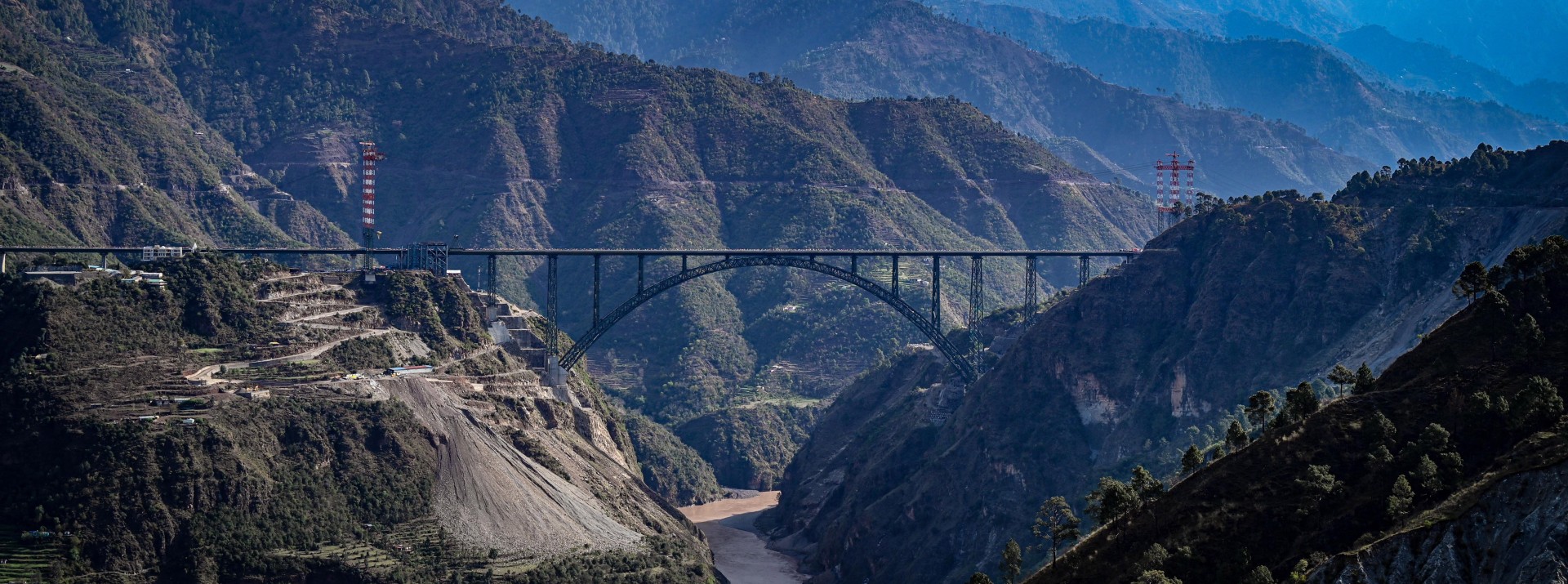 The Chenab Bridge near Udhampur – the world’s highest railway arch bridge, spanning a deep valley in the Himalayan foothills