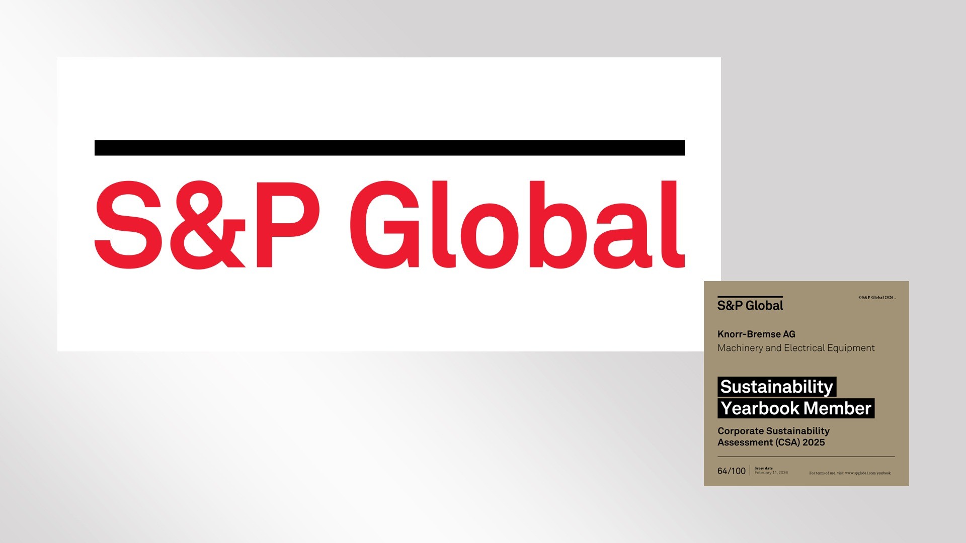 Logo of the S&P Global Corporate Sustainability Assessment (CSA), through which Knorr‑Bremse is evaluated for its sustainability performance